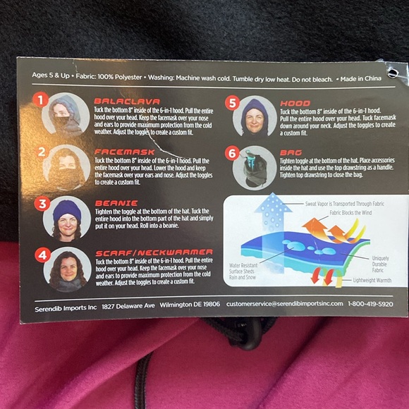 6 in 1 Fleece Hood new with tag - Picture 5 of 5